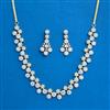 Cz Delicate Necklace With Black Rose 2 Tone Rhodium Plating