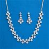 Cz Delicate Necklace With Black Rose 2 Tone Rhodium Plating