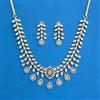 Cz Classic Necklace With Black Rose 2 Tone Rhodium Plating