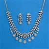 Cz Classic Necklace With Black Rose 2 Tone Rhodium Plating