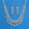 Cz Classic Necklace With Black Rose 2 Tone Rhodium Plating