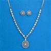 Cz Delicate Necklace With Black Rose 2 Tone Rhodium Plating