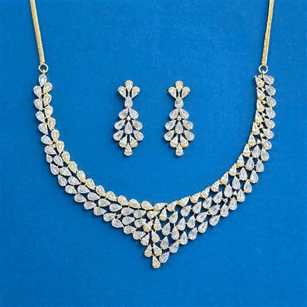 Cz Classic Necklace With 2 Tone Rhodium Plating