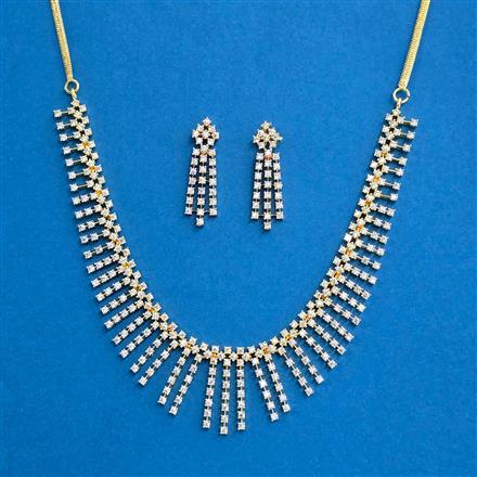 Cz Classic Necklace With Black Rose 2 Tone Rhodium Plating