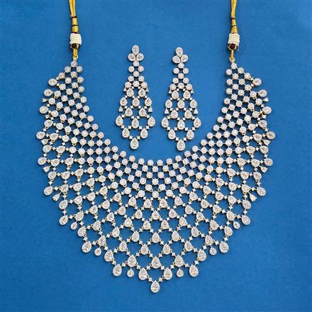 Cz Classic Necklace With 2 Tone Rhodium Plating