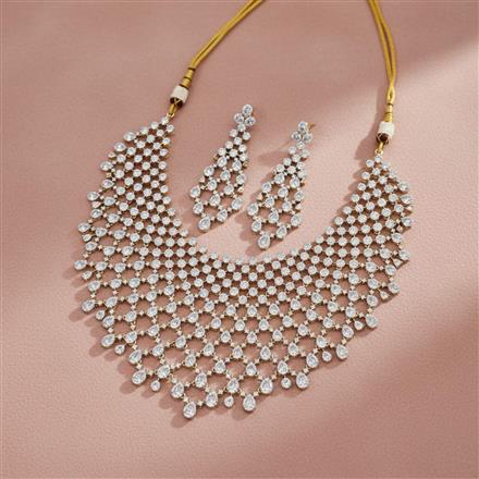 Cz Classic Necklace With 2 Tone Rhodium Plating