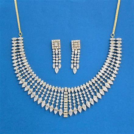 Cz Classic Necklace With 2 Tone Rhodium Plating