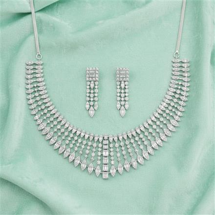 Cz Classic Necklace With 2 Tone Rhodium Plating