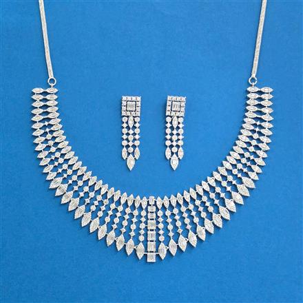 Cz Classic Necklace With 2 Tone Rhodium Plating
