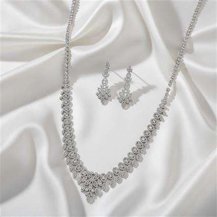 Cz Delicate Necklace With 2 Tone Rhodium Plating