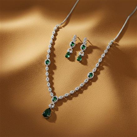 Cz Classic Necklace With Rhodium Plating