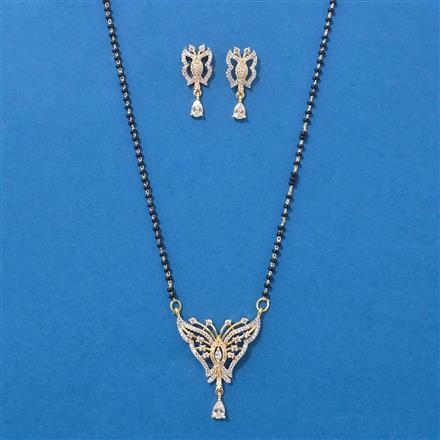 American Diamond Classic Mangalsutra With 2 Tone Rhodium Plating