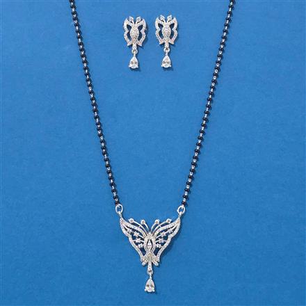 American Diamond Classic Mangalsutra With 2 Tone Rhodium Plating