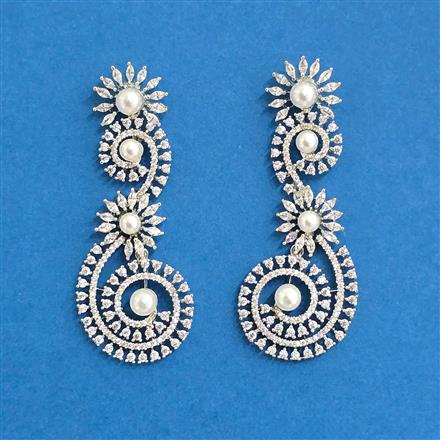 Cz Classic Earring With 2 Tone Rhodium Plating