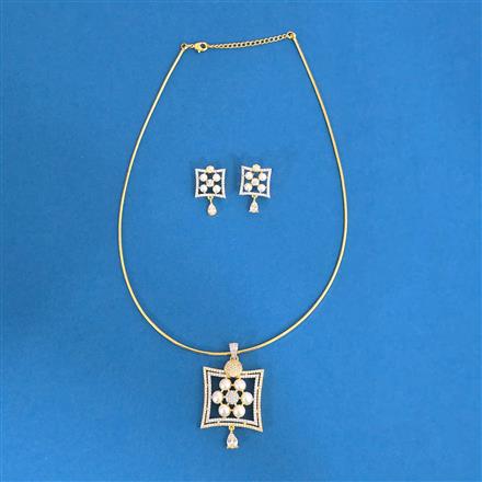 Cz Classic Pendant Set With 2 Tone Plating