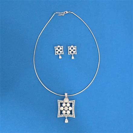 Cz Classic Pendant Set With Rhodium Plating
