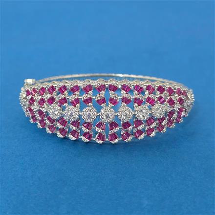 Cubic Zirconia Openable Kada With Rhodium Plating