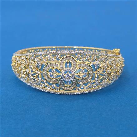 Cubic Zirconia Openable Kada With 2 Tone Plating