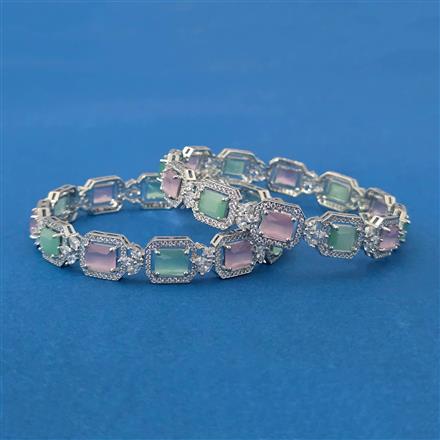 Cubic Zirconia Classic Bangles With Rhodium Plating
