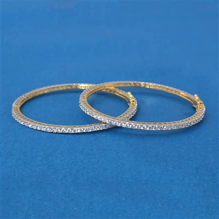 Cubic Zirconia Delicate Bangles With Rhodium 2 Tone Plating