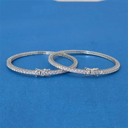 Cubic Zirconia Delicate Bangles With Rhodium 2 Tone Plating