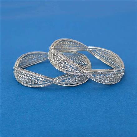 Cubic Zirconia Classic Bangles With Rhodium Plating