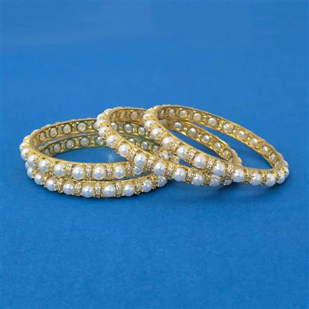 Cubic Zirconia Moti Bangles With Gold Plating