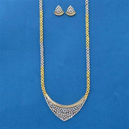 Cubic Zirconia Classic Pendant Set With Rhodium 2 Tone Plating