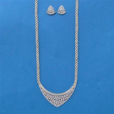 Cubic Zirconia Classic Pendant Set With Rhodium 2 Tone Plating