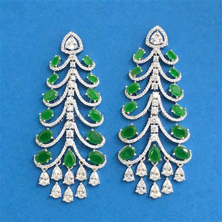 Cz Classic Earring With Rhodium Plating