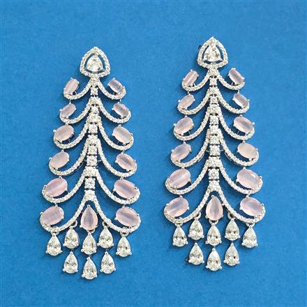 Cz Classic Earring With Rhodium Plating