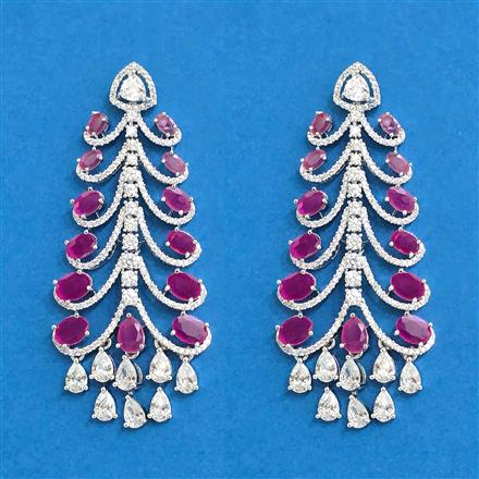 Cz Classic Earring With Rhodium Plating