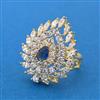 Cubic Zirconia Adjustable Ring With 2 Tone Plating