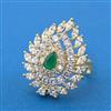 Cubic Zirconia Adjustable Ring With 2 Tone Plating
