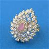Cubic Zirconia Adjustable Ring With 2 Tone Plating