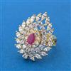Cubic Zirconia Adjustable Ring With 2 Tone Plating