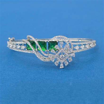 Cubic Zirconia Openable Kada With Rhodium Plating