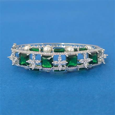 Cubic Zirconia Moti Kada With Rhodium Plating