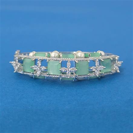 Cubic Zirconia Moti Kada With Rhodium Plating