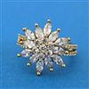 Cubic Zirconia Adjustable Ring With Mehndi 2 Tone Rhodium Plating