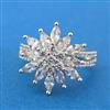 Cubic Zirconia Adjustable Ring With Mehndi 2 Tone Rhodium Plating
