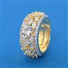 Cubic Zirconia Adjustable Ring With Mehndi 2 Tone Rhodium Plating