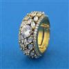 Cubic Zirconia Adjustable Ring With Mehndi 2 Tone Rhodium Plating