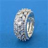 Cubic Zirconia Adjustable Ring With Mehndi 2 Tone Rhodium Plating
