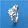 Cubic Zirconia Adjustable Ring With Mehndi 2 Tone Rhodium Plating