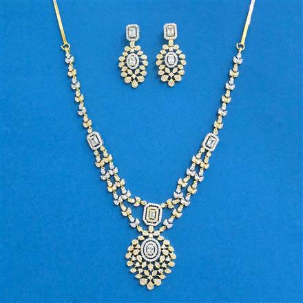 Cz Classic Necklace With 2 Tone Rhodium Plating
