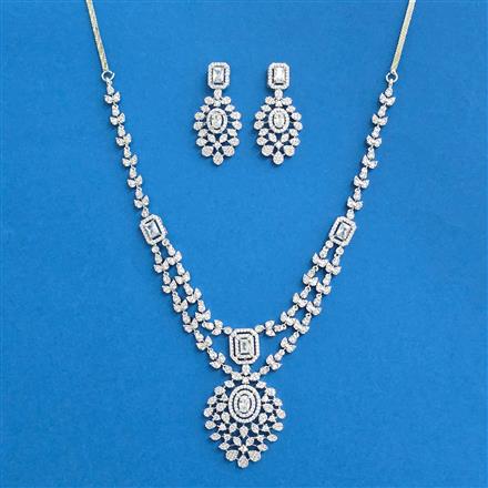 Cz Classic Necklace With 2 Tone Rhodium Plating