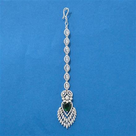 Cubic Zirconia Classic Tikka With Rhodium Plating