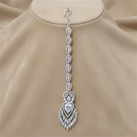 Cubic Zirconia Classic Tikka With Rhodium Plating