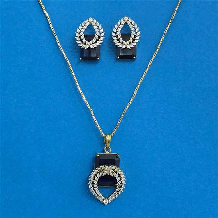 Cz Classic Pendant Set With Mehndi Plating